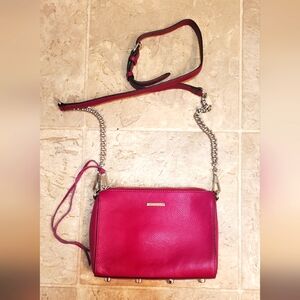 Rebecca Minkoff BRIGHT PINK zippered crossbody bag